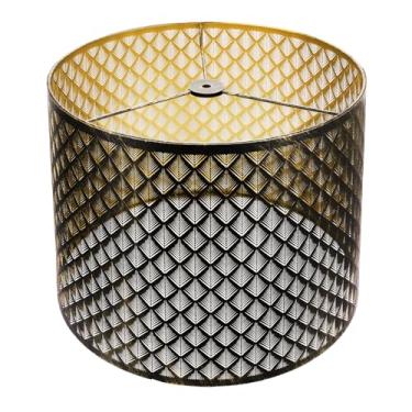 Imagem de Abajur grande, abajur de metal ALUCSET Drum com padrão de seta gravada, substituição de abajures de bronze antigo e dourado para abajur de mesa e luz de chão, parte superior 35,5 cm × parte inferior