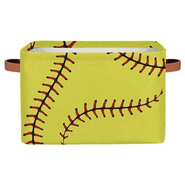 Imagem de AUUXVA Cesta De Armazenamento Beisebol E Softball Amarela, Caixa Grande Com Tema Esportivo Alças, Cestas Presentes Páscoa Ideais Para Bebês Crianças, Decoração Quarto Bebê, Roupas Organizadoras, Bri