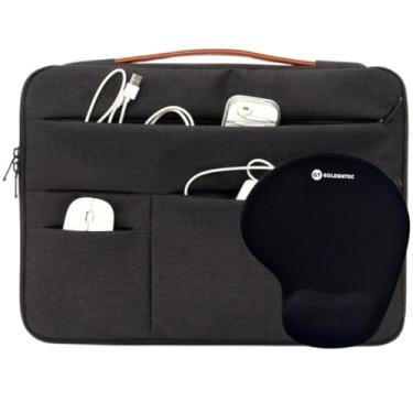 Imagem de Case Notebook Goldentec 15.6" Preto e Laranja com Bolsos Organizadores + Mousepad Comfort com Apoio em Gel – Proteção Elegante, Conforto Ergonômico e Praticidade para o Dia a Dia