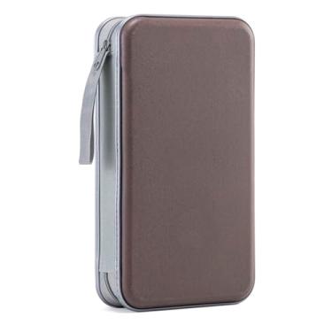 Imagem de LIOVODE Estojo Para Dvd, Cd Com Capacidade 96 Unidades, Suporte Portátil, Organizador De Carteira Plástico Rígido Carro (Café)