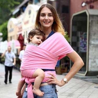 Imagem de Wrap Sling Canguru confortavel Algodão Rosa Bebê