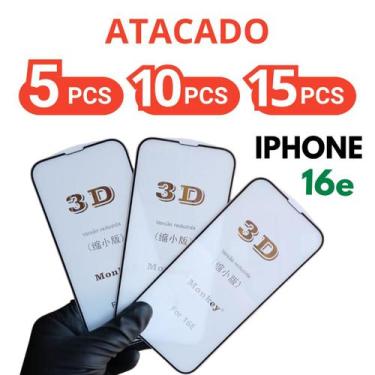 Imagem de Kit 5 /10/15 Película De Vidro 3D Compativel Para iPhone 16e - Generic