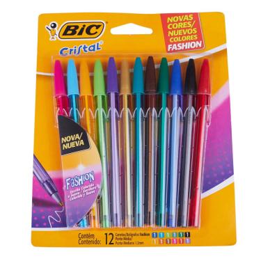 Imagem de Kit Bic Canetas Cristal Fashion 12 Cores