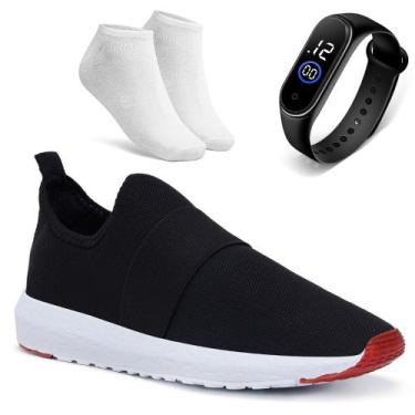 Imagem de Kit Tênis Meia Unissex Macio Ortopédico Para Caminhada Corrida + Relóg