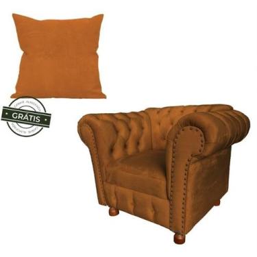 Imagem de Poltrona Luiz Xv Capitonê Retrô + 1 Almofada Suede Terracota/ Recepção