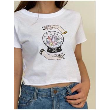 Imagem de Cropped Comfy Baby Cigana - Hippie Artesanatos, Branco, P