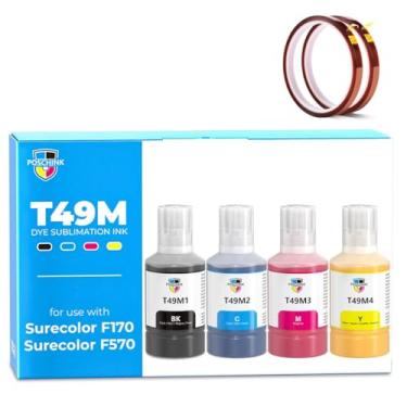 Imagem de F570 Sublimation Ink, T49M Sublimation Ink Refill Bottles for EPSON SureColor SC F570 F170 Dye Sub Printers - Black, Cyan, Magenta, Yellow - 140ml/bottle