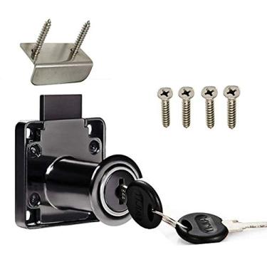 Imagem de Fechadura de porta com trava de gaveta, modelo CT-138-32, diâmetro de abertura 19 mm para painéis de porta com espessura de 27 mm a 32 mm. 1 peça [preto]