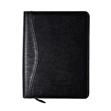Imagem de Planner Pad Capa executiva de 7 anéis, tamanho executivo, serve para páginas de planejamento de tamanho de 21 x 28 cm, couro sintético preto