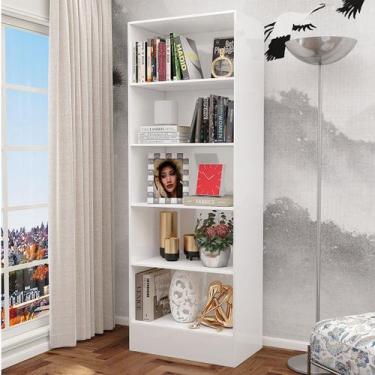 Imagem de Estante para Livros Poesia com 4 Prateleiras Branco - Pnr Móveis, Bran