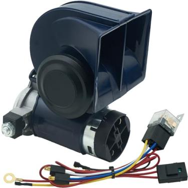 Imagem de NEOGET Buzina pneumática de 12 V alta, compacta de tom duplo com compressor e kit de chicote de relé, adequada para veículos de 12 V, caminhão, carro, motocicleta de substituição (azul)