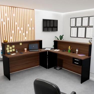 Imagem de Balcão Atendimento de Canto para Recepção 2 Gavetas - Netmobil