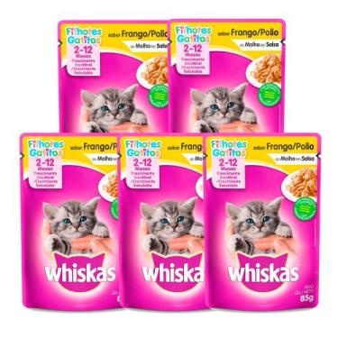 Imagem de Ração para Gatos Whiskas Filhotes 2-12 Meses Sachê Sabor Frango ao Mol