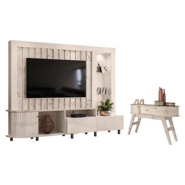 Imagem de Estante Home Theater Le Mans com Aparador Estoril Calacata Off White – Madetec