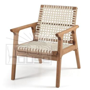 Imagem de Poltrona Fixa Trama Estrutura em Madeira cor Stain Jatoba com Corda Na