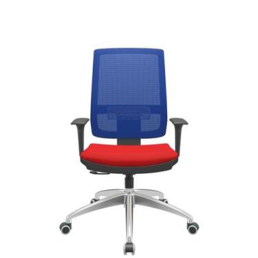 Imagem de Cadeira Office Brizza Tela Azul Assento Aero Vermelho RelaxPlax Base A