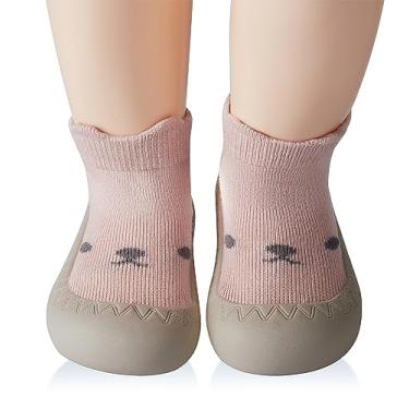 Imagem de SEBELLST Sapatos para bebês meninas, sola de borracha, antiderrapante, para uso interno, para bebês e meninas, sola macia, antiderrapante, respirável, leve, malha de algodão, Rosa - 1, 9-12 Meses