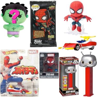 Imagem de Spider-Machine & Mighty Mini Figure Hero Bundled with Spider-Man Premium Spidey Car + Marvel Pop! Cards + Blind Soft Moodie & Ant Man Character Head Team Pack 5-Items