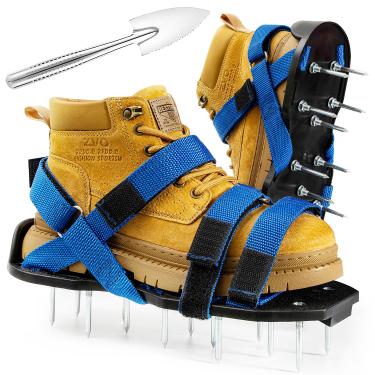 Imagem de Bakulala Sapatos aeradores de gramado Instalação gratuita Sapatos de aeração de grama com pá de aço inoxidável, sapatos de ponta de aerador de gramado resistente Ferramenta de aeração de gramado para