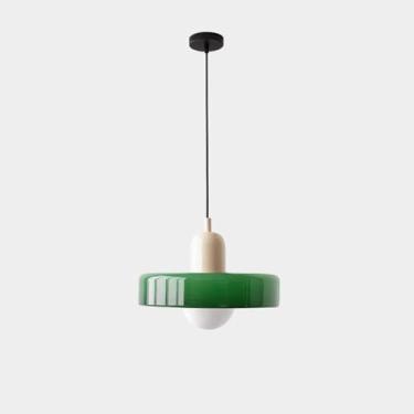 Imagem de Luz Pendente De Vidro Verde Retrô Fazenda Grande Luz De Teto Pendente De Cozinha Ilha Pia Nordic Moderno Para Quarto Sala De Jantar Café, Green+yellow