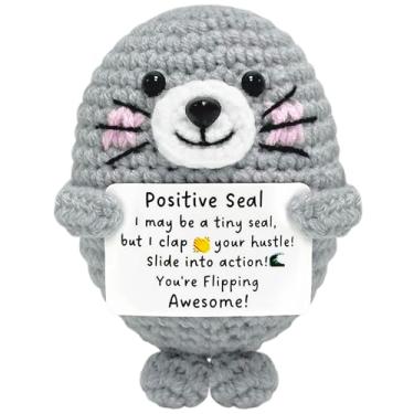 Imagem de Presentes inspiradores para mulheres, homens e adolescentes – Suporte emocional feito à mão com selo de crochê, decoração inspiradora positiva, mini alívio do estresse para aniversário, Natal, amiga