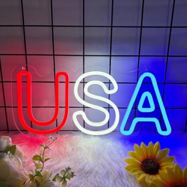 Imagem de Sinais de néon dos EUA para decoração de parede, luzes de néon de barbeiro, placas de negócios de LED, adequadas para salão de cabeleireiro, decoração de arte de barbeiro, presente para família