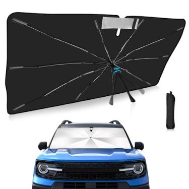 Imagem de Guarda-sol para para-brisa de atualização 2025, ajuste personalizado para Ford Bronco Sport 2021-2025, capa de carro com proteção UV dobrável, escudo de chuva de emergência e protetor de painel