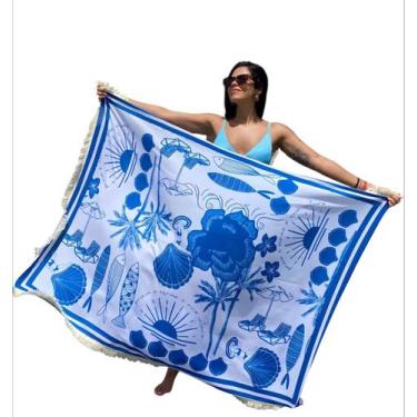 Imagem de Canga De Praia Estampada Com Franjinha Premium - Cangas De Praia., Pra