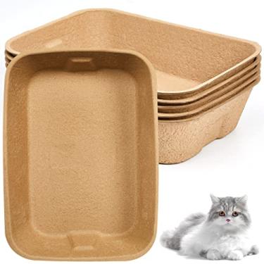 Imagem de Tessco Caixa de Areia Descartável Pequena Caixa de Areia Descartável para Gatinhos 40 x 29 x 9 cm Caixa de Papel para Interior e Exterior Pequenos Animais Gatos, Hamster, Porquinho-da-Índia, Ratos