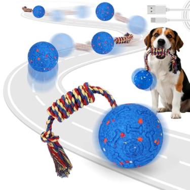 Imagem de Brinquedos interativos para cães – Bola de cachorro E-TPU com corda para filhotes de estimação pequenos, médios e grandes, brinquedos de cachorro em movimento para mastigação agressiva para