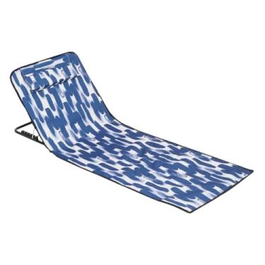 Imagem de Espreguiçadeira de Praia, Espreguiçadeiras Dobráveis para Praia, Esteira Reclinável Dobrável com Apoio Cabeça e Encosto 160x52x38 cm para Família Campismo Jardim à Beira-Mar Adultos Jovens