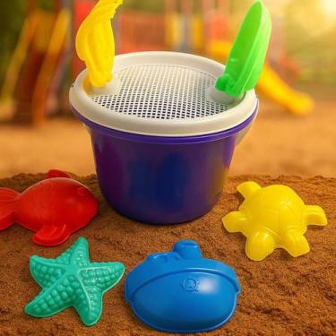 Imagem de Brinquedo Com Moldes Forminhas Baldinho de Praia Roxo Infantil Complet