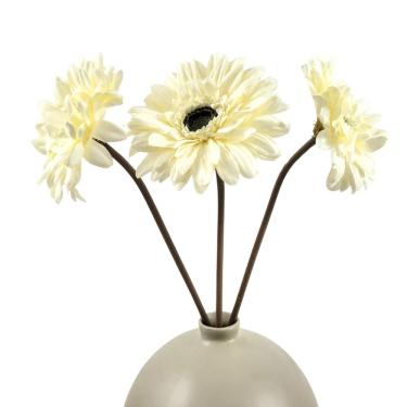 Imagem de Kit 3 Gérbera Branca Haste Flor Planta Artificial Inigual