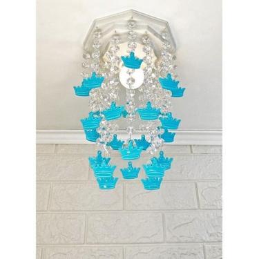 Imagem de Lustre Plafon Luminária Teto Quarto Bebê Menino Coroas Azul