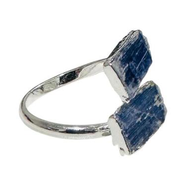 Imagem de Anel Pedra Natural Cianita Azul Bruta - Ajustável - Equilíbrio Pedras 