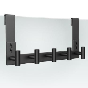 Imagem de WUIVIUT Gancho de parede sobre o chuveiro, toalheiros para porta de chuveiro de vidro, ganchos de banheiro resistentes para roupão, casaco (5 ganchos, cabe 3/20.3 cm de espessura)