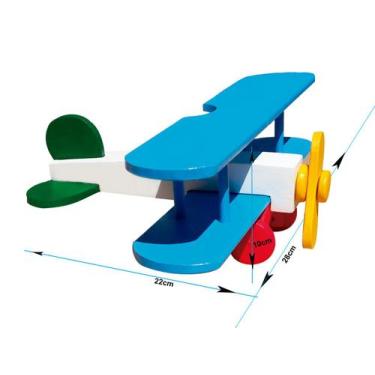Imagem de Brinquedo Educativo Avião Colorido Madeira Biplano - Gsbrink