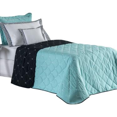 Imagem de Kit Cobre Leito Dupla Face Solteiro Bordado Renove 4 Peças Hipercal 400 Fios 100% Poliéster  - verde