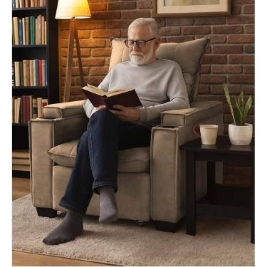 Imagem de Poltrona Papai Reclinável porta Copos Pulse Carregador usb Capuccino