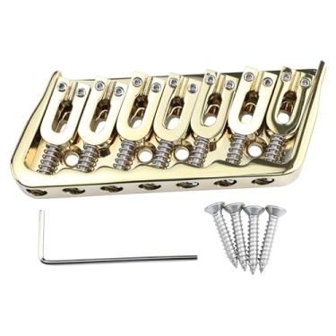 Imagem de OVSAL Ponte fixa para guitarra de 7 cordas de 10,5 mm, liga de zinco, trastes para guitarra elétrica, ponte hardtail compatível com peças de reposição para guitarra elétrica Telecaster Tele Strat