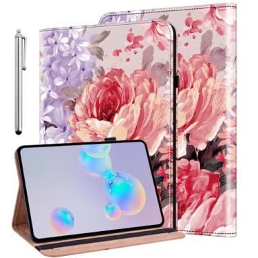 Imagem de ALILANG Capa para Samsung Galaxy Tab A9 Plus 28 cm 2023, capa fólio de couro PU com suporte multiângulo e suporte para caneta para tablet Samsung Tab A9+ (SM-X210/X216/X218) - rosas pintadas a óleo