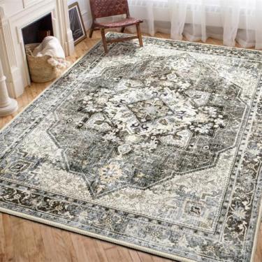 Imagem de ESSMOKO Tapete de sala tapete nórdico de imitação de caxemira para mesinha de cabeceira, tapete lavável à máquina, fácil de cuidar, cinzento 60 x 180 cm