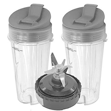 Imagem de Copo de substituição de 473 ml com tampa e lâmina extratora para liquidificador Nutri Ninja FIT 700 Watt 2 em 1 processador de alimentos Smoothie QB3000/ QB3000SSW 30/ QB3000QR 30/ / QB3000QBK/