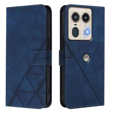 Imagem de Asdsinfor Capa flip para Moto Edge 50 Neo couro sintético carteira coldre com suporte para cartões fecho magnético à prova de choque Folio Protect Cover para Motorola Edge 50 Neo. Azul YBS