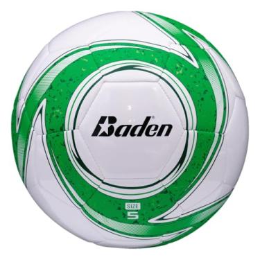 Imagem de Baden Bola de futebol Z-Series – Tamanho 3, 4 ou 5 – Bola durável costurada à máquina para brincadeiras ao ar livre, acampamentos, prática e treinamento – Capa acolchoada com bexiga reforçada (verde