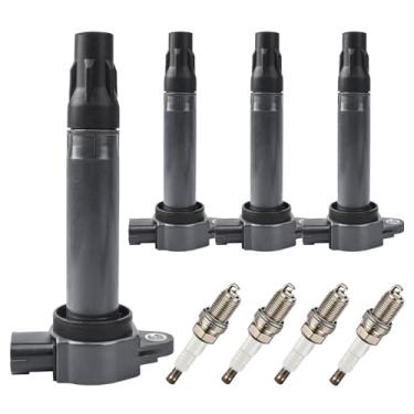 Imagem de Pacote de bobinas de ignição OEM UF589 e velas de ignição irídio (conjunto de 4) compatível com Mitsubishi Lancer Outlander 2.4L L4# 5C1751 E1089 52-2106