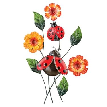Imagem de Collections Etc Arte de parede em metal floral colorido 3D Lady Bug
