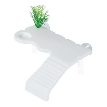 Imagem de Generic Doca para banho de tartaruga com ventosa e escada, abrigo para tartarugas em terraço, Branco