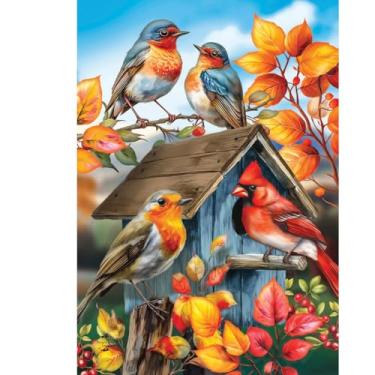 Imagem de Briarwood Lane Bandeira de casa frente e verso Fall Birds