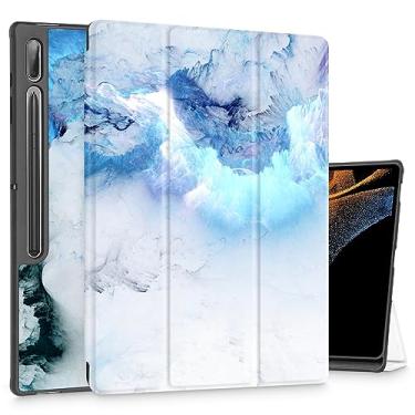 Imagem de Mektron Capa para Samsung Tab S9 Ultra 14,6 polegadas 2023 modelo X910/X916/X918, suporte de lápis embutido com função despertar/hibernar automática, suporte multi-ângulo para Galaxy Tab S9 Ultra de 14,6 polegadas, nuvem e Lightning